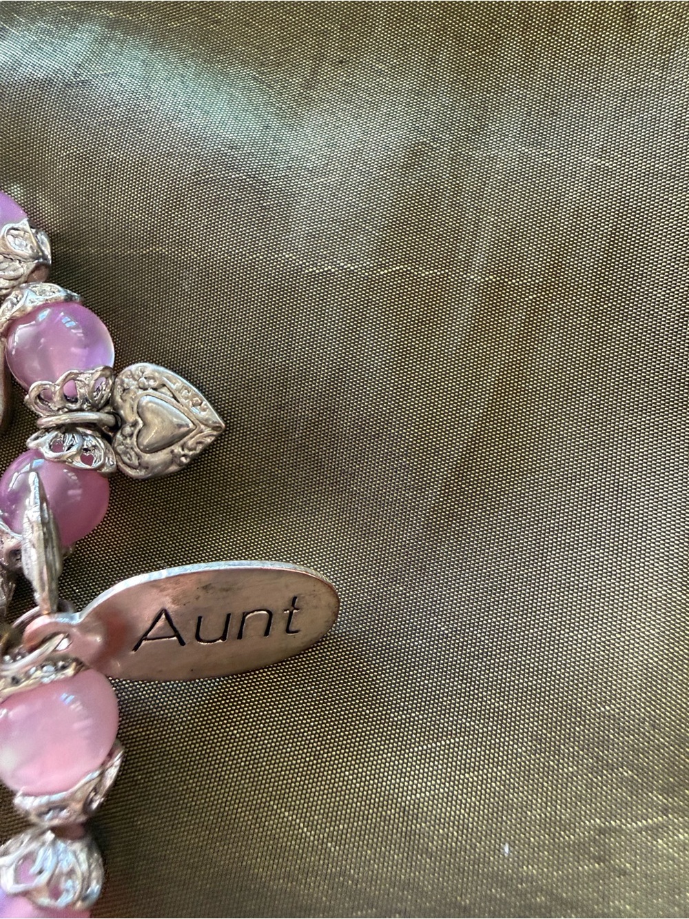 Aunt Pink Beaded Heart Charm Bracelet - Picture 3 of 3